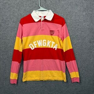 Odd Future OFWGKTA Striped Rugby Shirt Mens Small Red Pink Yellow Long Sleeve